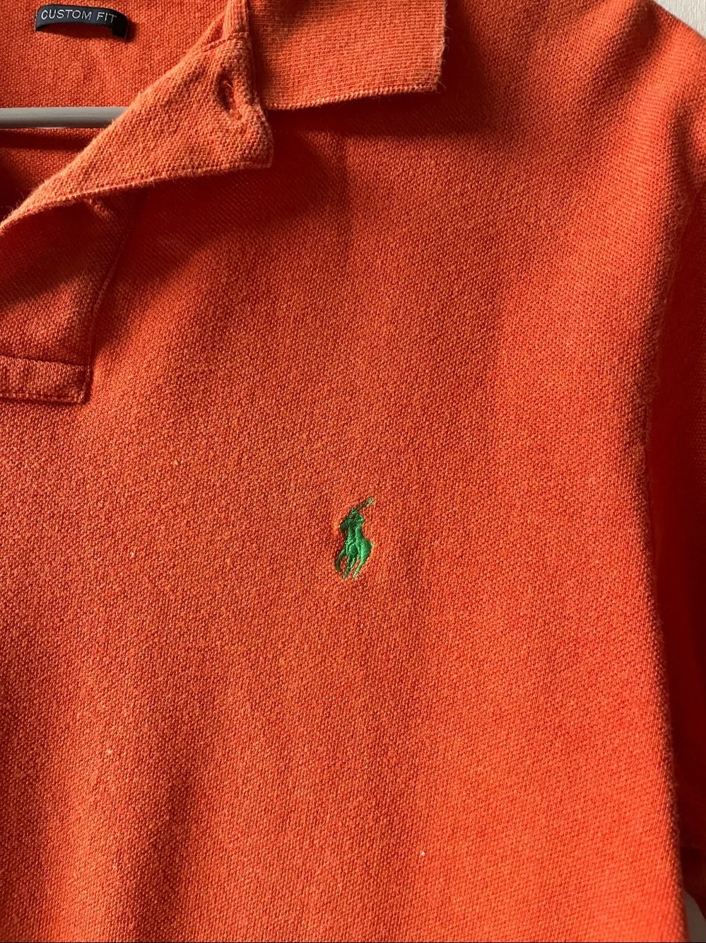 Ralph Lauren Orange Polo with Green Pony Embroidery
